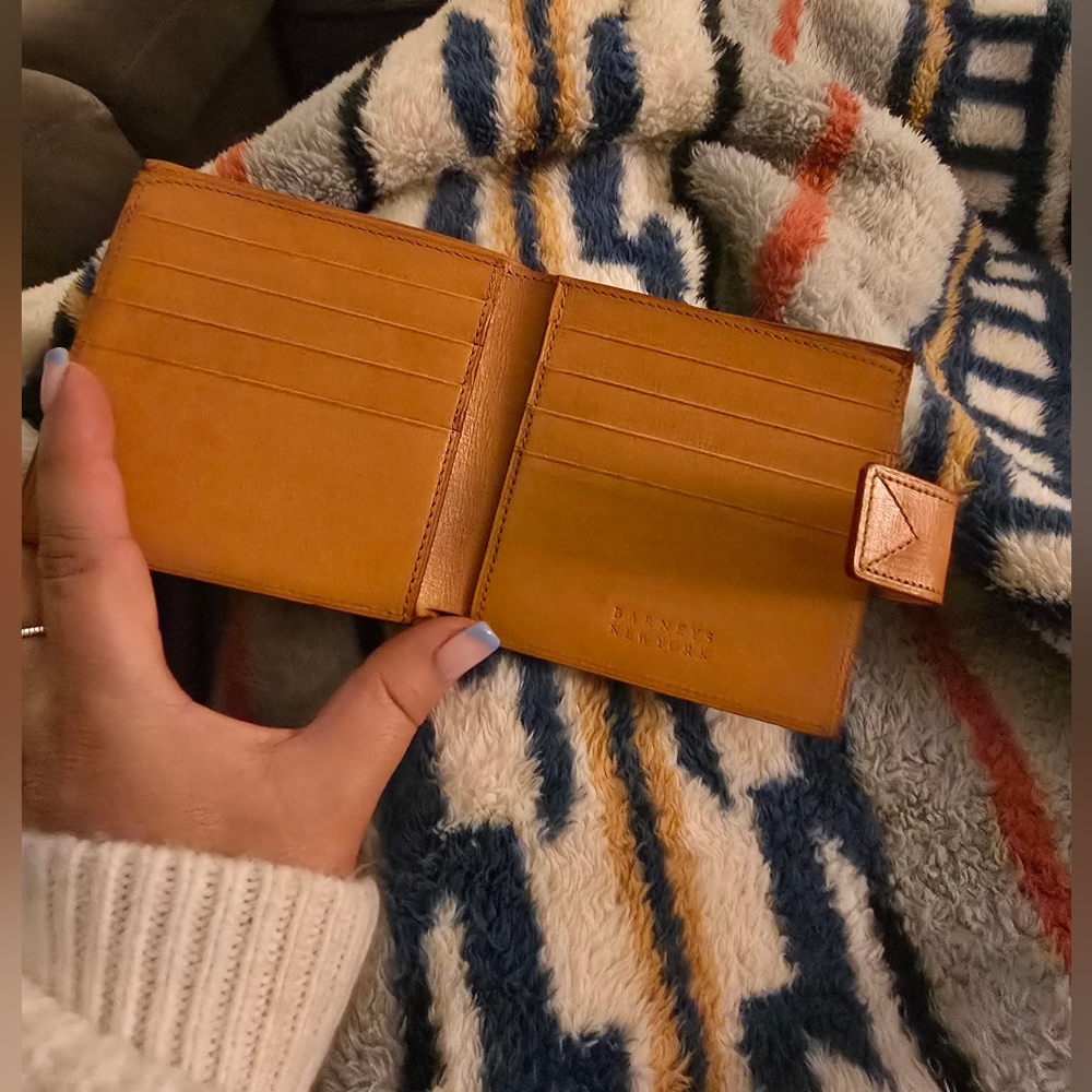 Barneys New York Tan Leather Wallet
